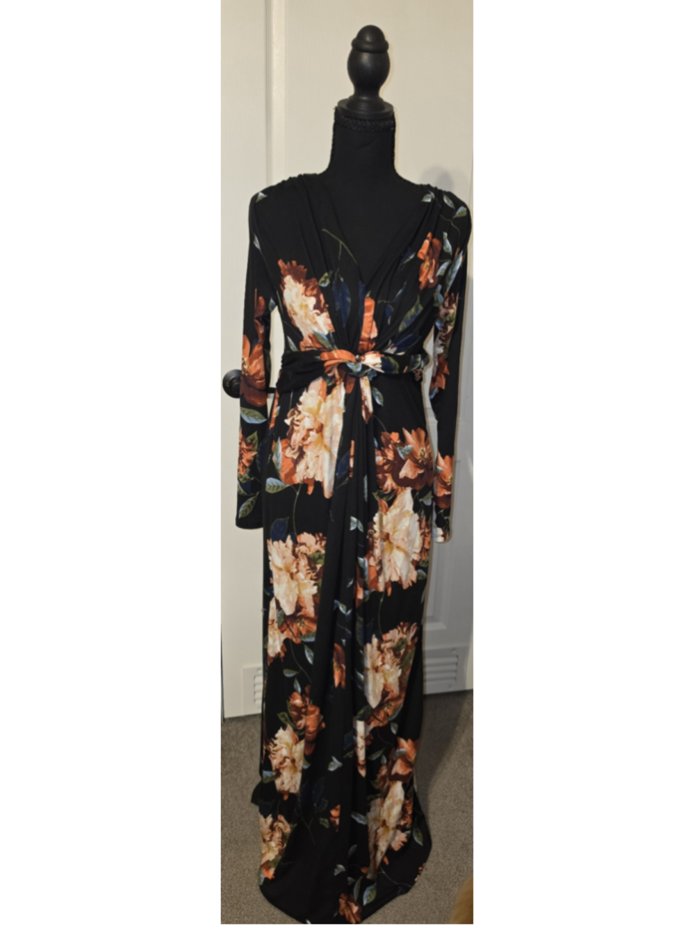 Women's PinkBlush Maternity Maxi Dress Size M Black Floral
